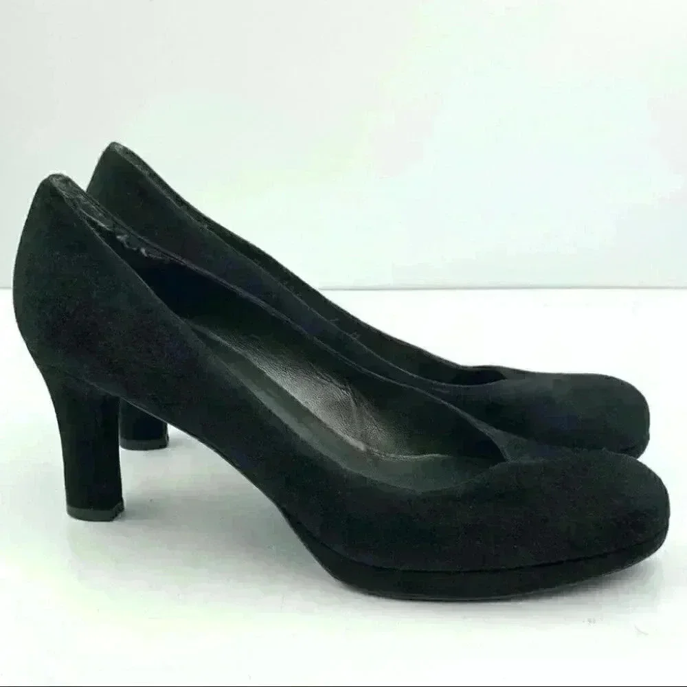 Stuart Weitzman heels 7 black suede platforms dark